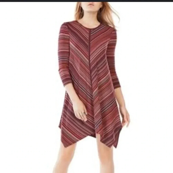 BCBGMAXAZRIA CARMELA DRESS RED & BLUE STRIPES SCOOP NECK STRETCH SIZE SMALL - Picture 1 of 9